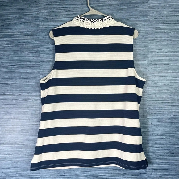 Charter Club Striped lace top navy & white XXL - Picture 6 of 6